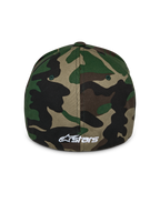Alpinestars Ageless Multi Hat, Green Camo baseball cap, back view showing a small white embroidered Astars logo, featuring a structured crown and flex back design