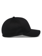 Alpinestars Corp Shift Multi pet, zwarte baseballcap, zijprofiel, gebogen klep, gestructureerde kroon, stretch twill, casual motorsportkleding
