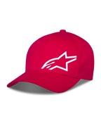 Alpinestars Corp Shift Multi pet, rode baseballcap, wit 3D geprint Astars-logo op de voorkant, gebogen klep met gestructureerde kroon, casual motorsportkleding