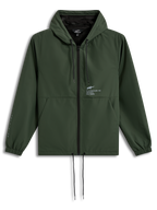 Alpinestars Speeder Resolve Windbreaker Veste, coupe-vent à capuche vert sapin avec logos blancs et cordons de serrage