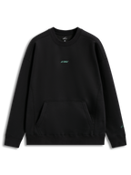 Alpinestars Guise Oversized Crew, sweat-shirt en polaire noir, coupe ample, logo Astars bleu sarcelle et poche kangourou.