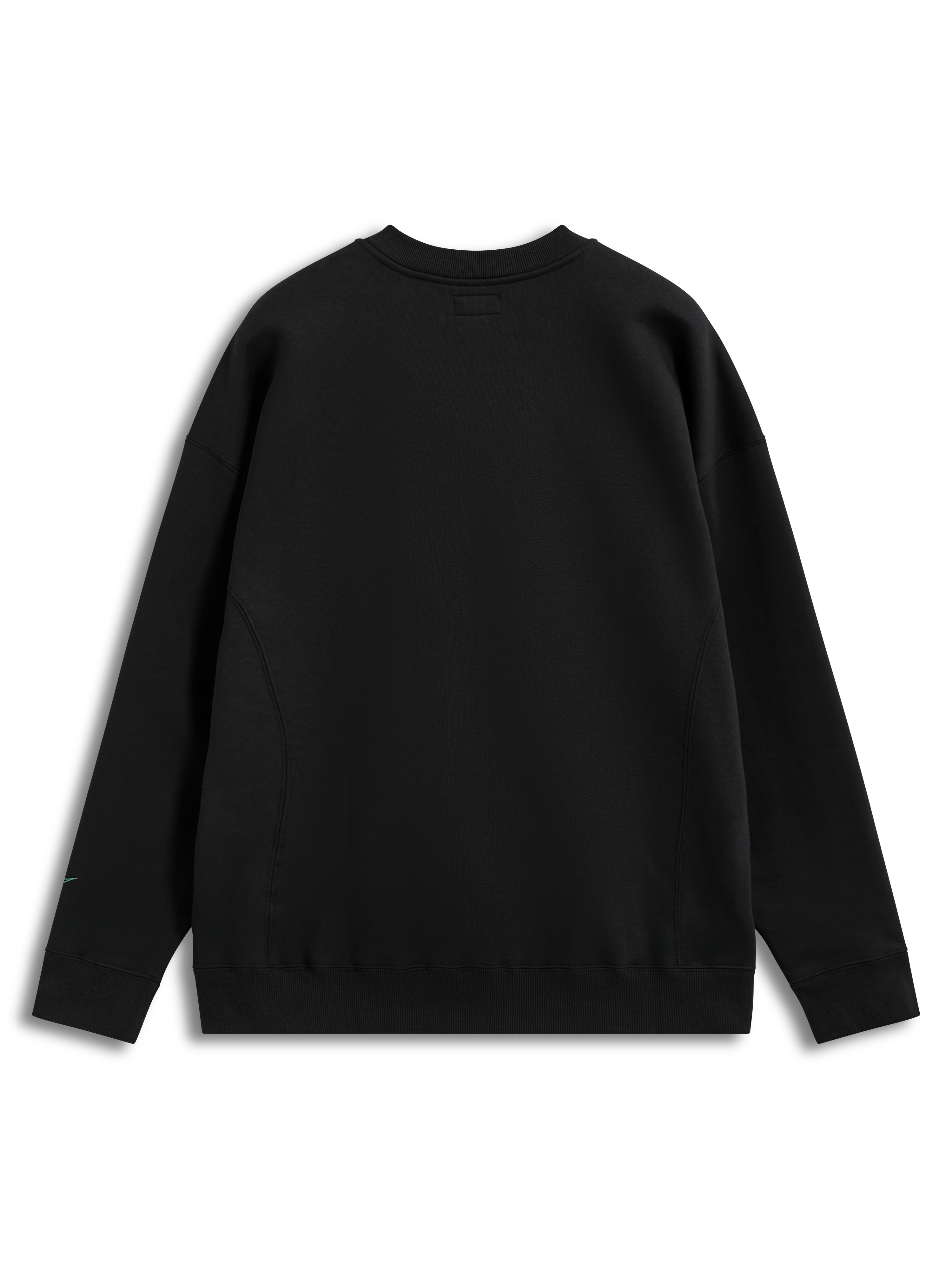 Alpinestars Guise Oversized Crew, sweat-shirt en polaire noir à coupe ample, vue de dos avec finitions côtelées
