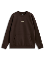 Alpinestars Guise Oversized Crew, Brown Sportswear Fleece Pullover, Unisex, featuring a kangaroo pocket and embroidered logo.