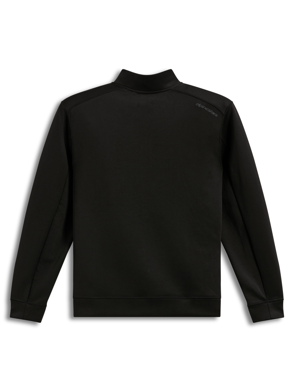 Alpinestars Apera Half-Zip Sweatshirt, polaire noire double face, vue de dos avec logo d'épaule ton sur ton.