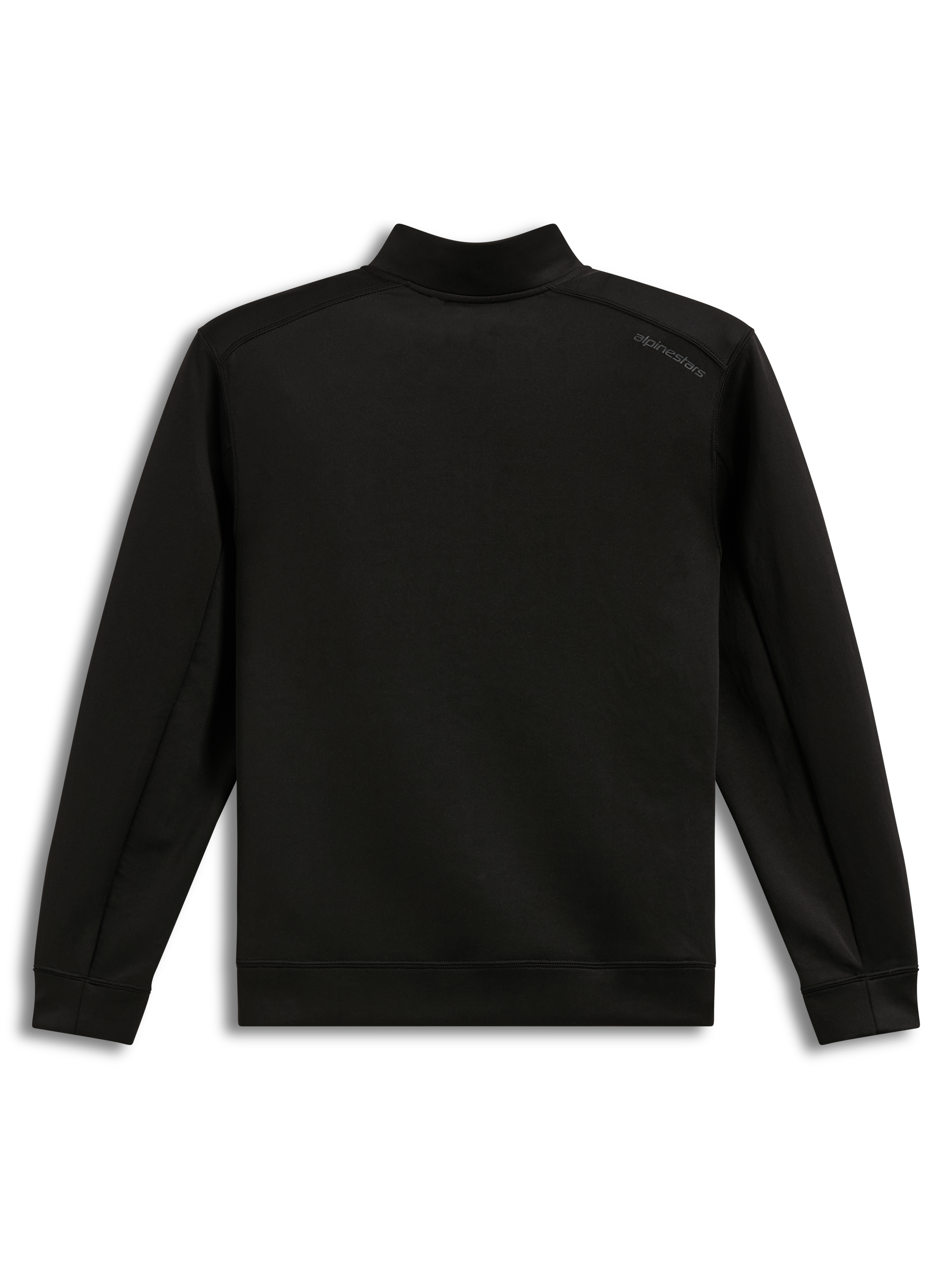 Alpinestars Apera Half-Zip Sweatshirt, polaire noire double face, vue de dos avec logo d'épaule ton sur ton.