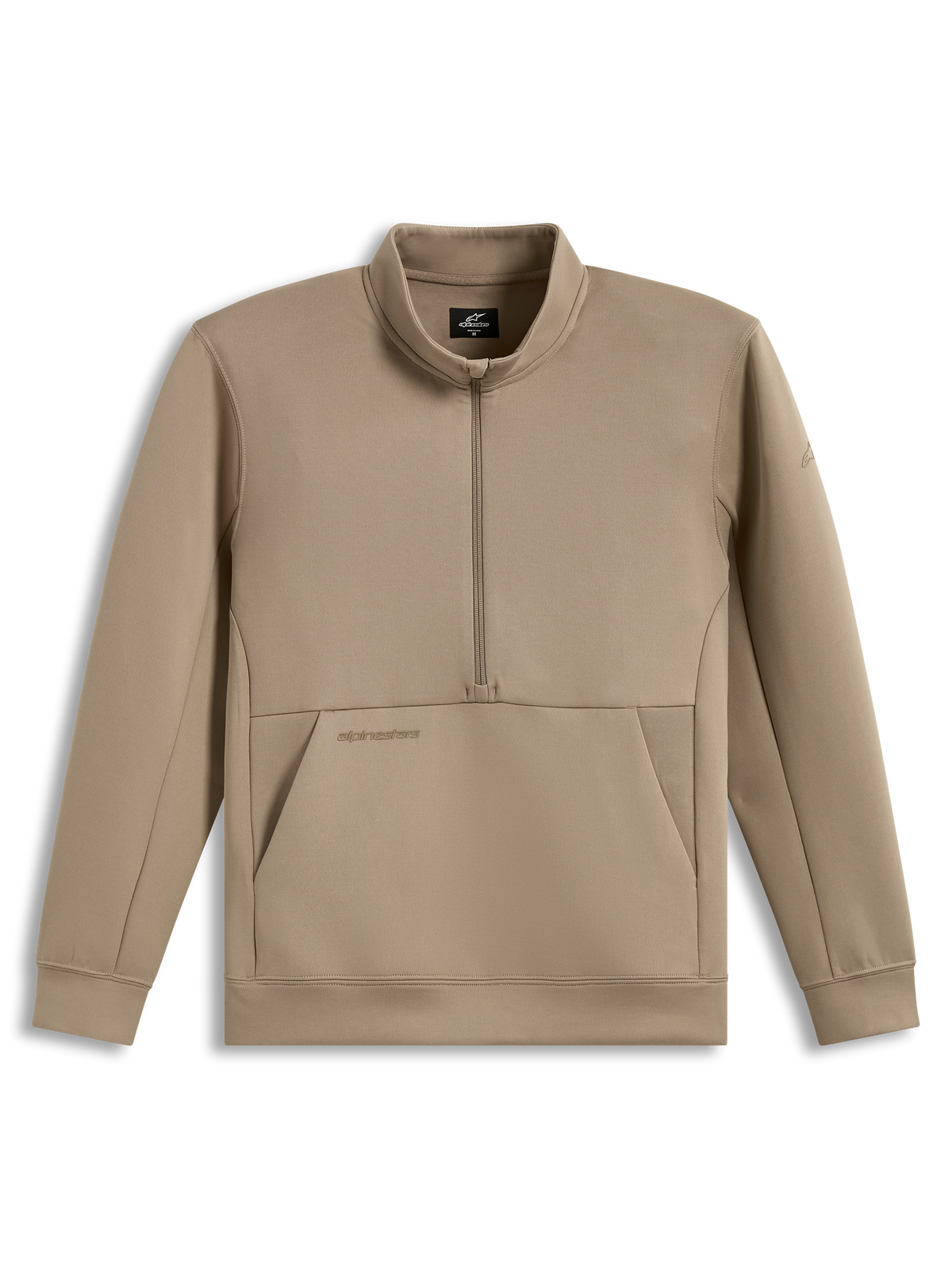 Alpinestars Apera Half-Zip Sweatshirt, Sportswear Pullover, Sand, Fleece Material with Kangaroo Pocket and Tonal Logos