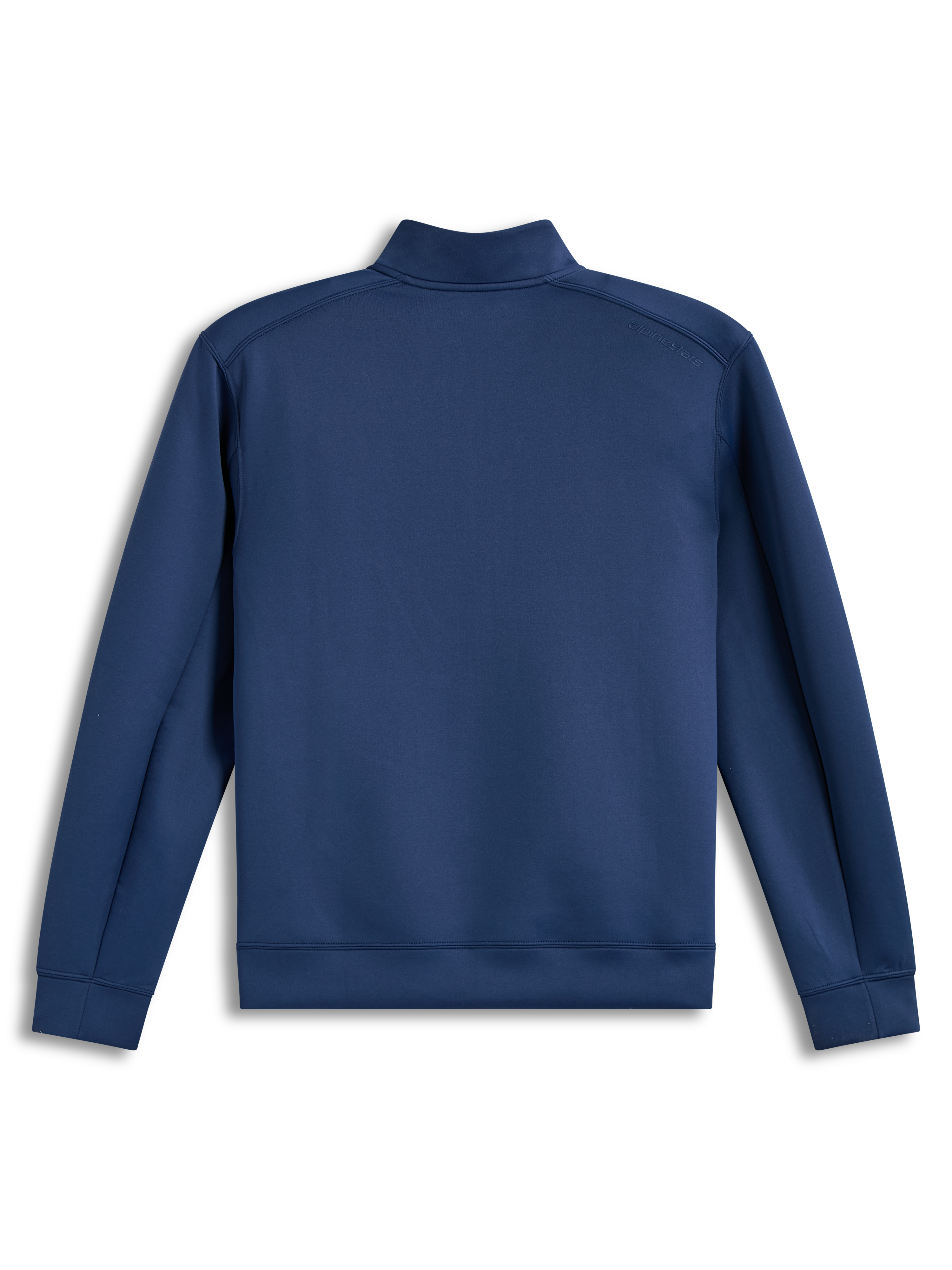 Alpinestars Apera half-zip sweatshirt, blauwe fleece sportpullover met tonaal logo op de schouder, achteraanzicht.