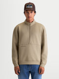 Alpinestars Apera Half-Zip sweatshirt, heren casual sportswear pullover, beige, met een halve rits, kangoeroezak en tonaal HD-logo, tri-blend fleece.