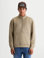 Alpinestars Apera Half-Zip sweatshirt, heren casual sportswear pullover, beige, met een halve rits, kangoeroezak en tonaal HD-logo, tri-blend fleece.