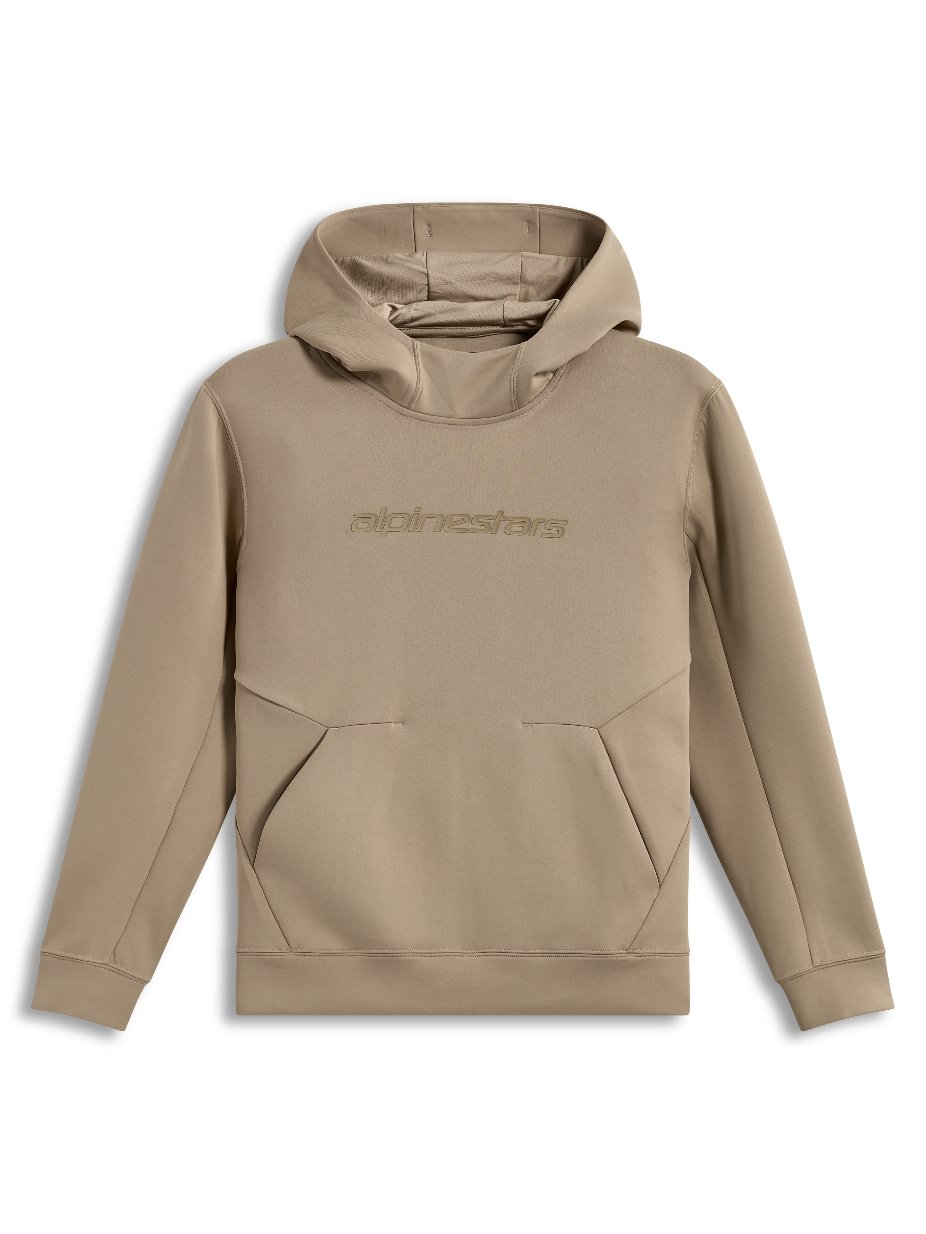 Alpinestars Datrix Hoodie, sweat à capuche marron, polaire double face, logo HD sur la poitrine, capuche doublée de mesh.