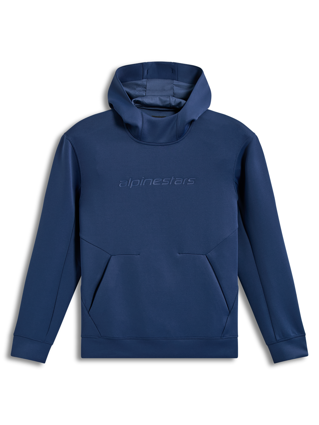 Alpinestars Datrix Hoodie, sweat à capuche en polaire bleu acier, logo Alpinestars HD ton sur ton sur la poitrine, capuche doublée en mesh et poche kangourou à plis