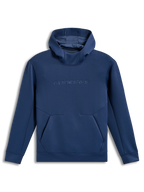 Alpinestars Datrix Hoodie, sweat à capuche en polaire bleu acier, logo Alpinestars HD ton sur ton sur la poitrine, capuche doublée en mesh et poche kangourou à plis