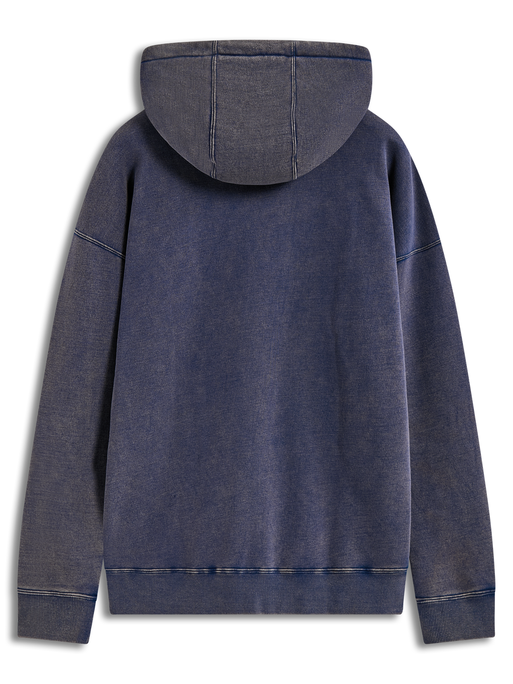 Alpinestars Infinite Washed Oversized Hoodie, sweat à capuche en polaire bleue à effet neige, vue de dos, coupe ample et décontractée.