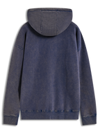 Alpinestars Infinite Washed Oversized Hoodie, sweat à capuche en polaire bleue à effet neige, vue de dos, coupe ample et décontractée.