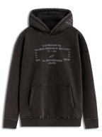 Alpinestars Infinite Washed Oversized Hoodie, sweat à capuche noir délavé effet neige avec logos racing et poche kangourou