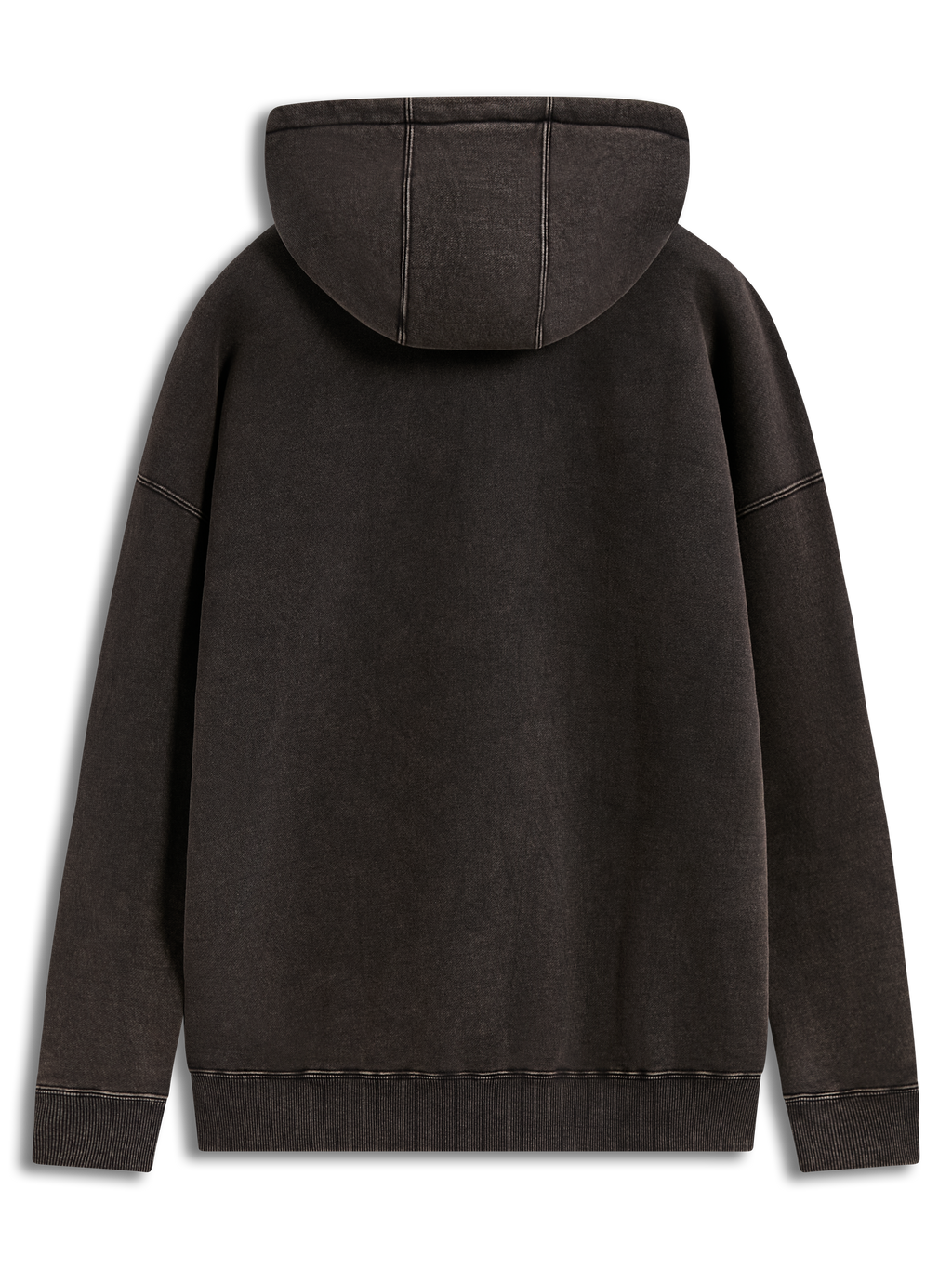 Alpinestars Infinite Washed Oversized Hoodie, sweat à capuche noir délavé effet neige, vue de dos avec ourlet côtelé.