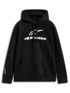 Alpinestars Prelude Oversized Hoodie, sweat à capuche noir en polaire avec logo blanc en relief et poche kangourou.