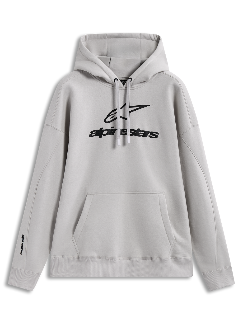 Alpinestars Prelude oversized hoodie, casual fleece pullover met puff-print logo en kangoeroezak, zand.