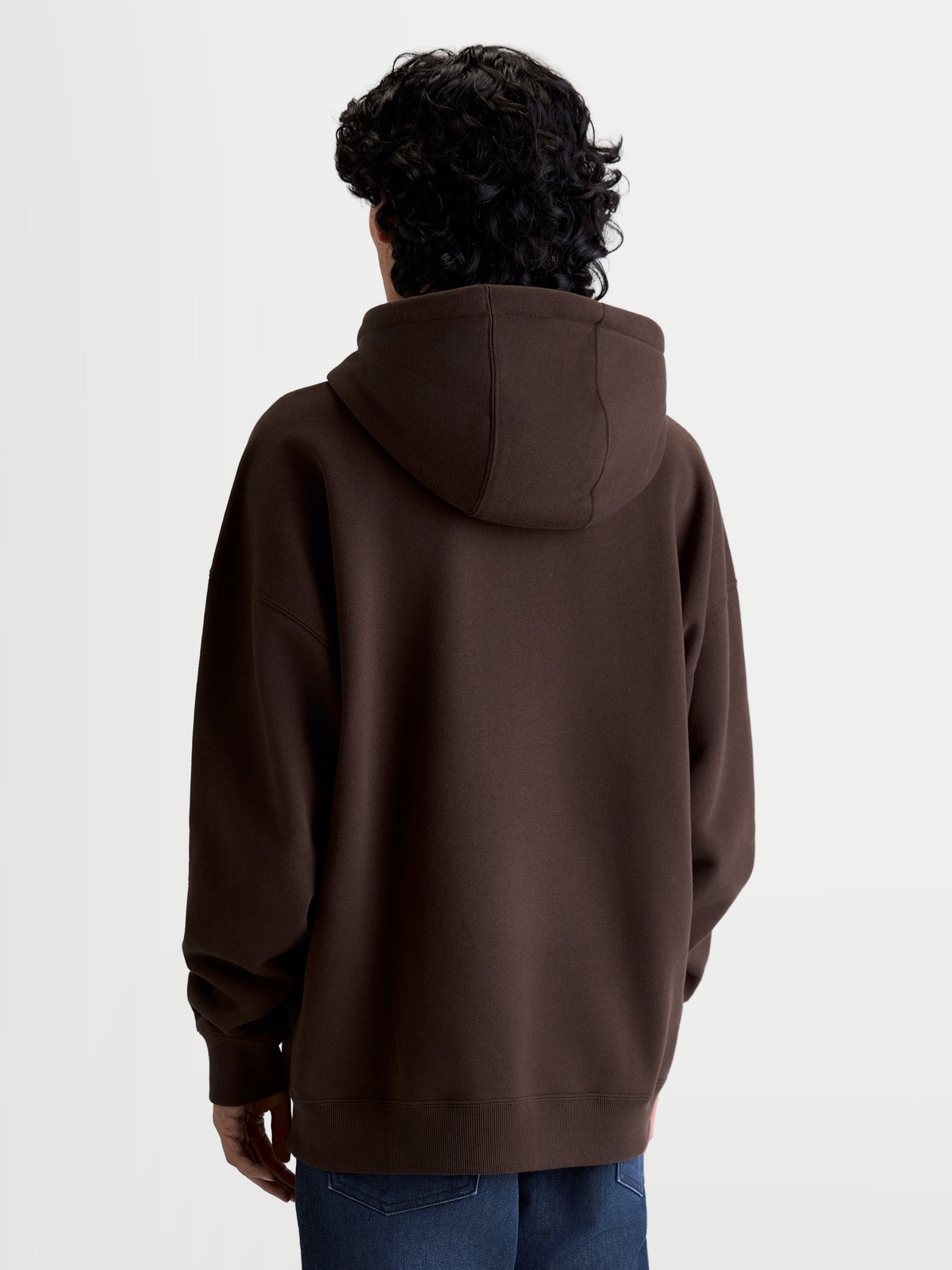 Alpinestars Prelude Oversized Hoodie, Brown Sportswear Fleece Pullover, Back View showing relaxed silhouette, self-lined hood, and ribbed cuffs and hem, premium casual apparel.