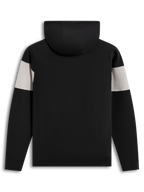 Alpinestars Cubic Hoodie, sweat à capuche noir et gris en polaire, design à blocs de couleur, vue de dos.