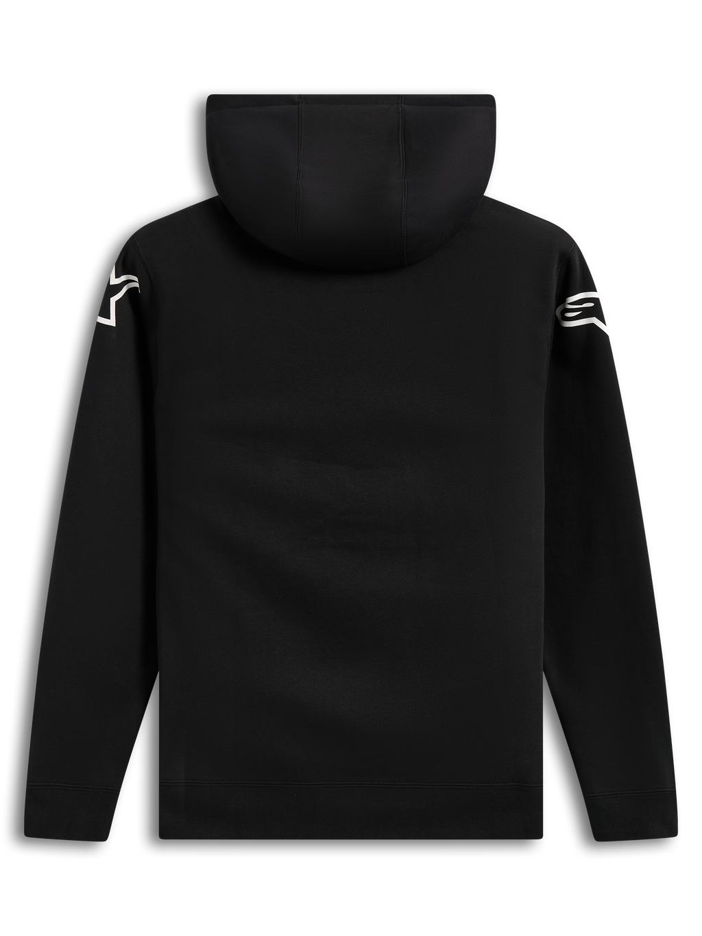 Alpinestars Velocifier Hoodie, sweat à capuche noir en mélange de coton, vue de dos avec logos blancs sur les épaules.