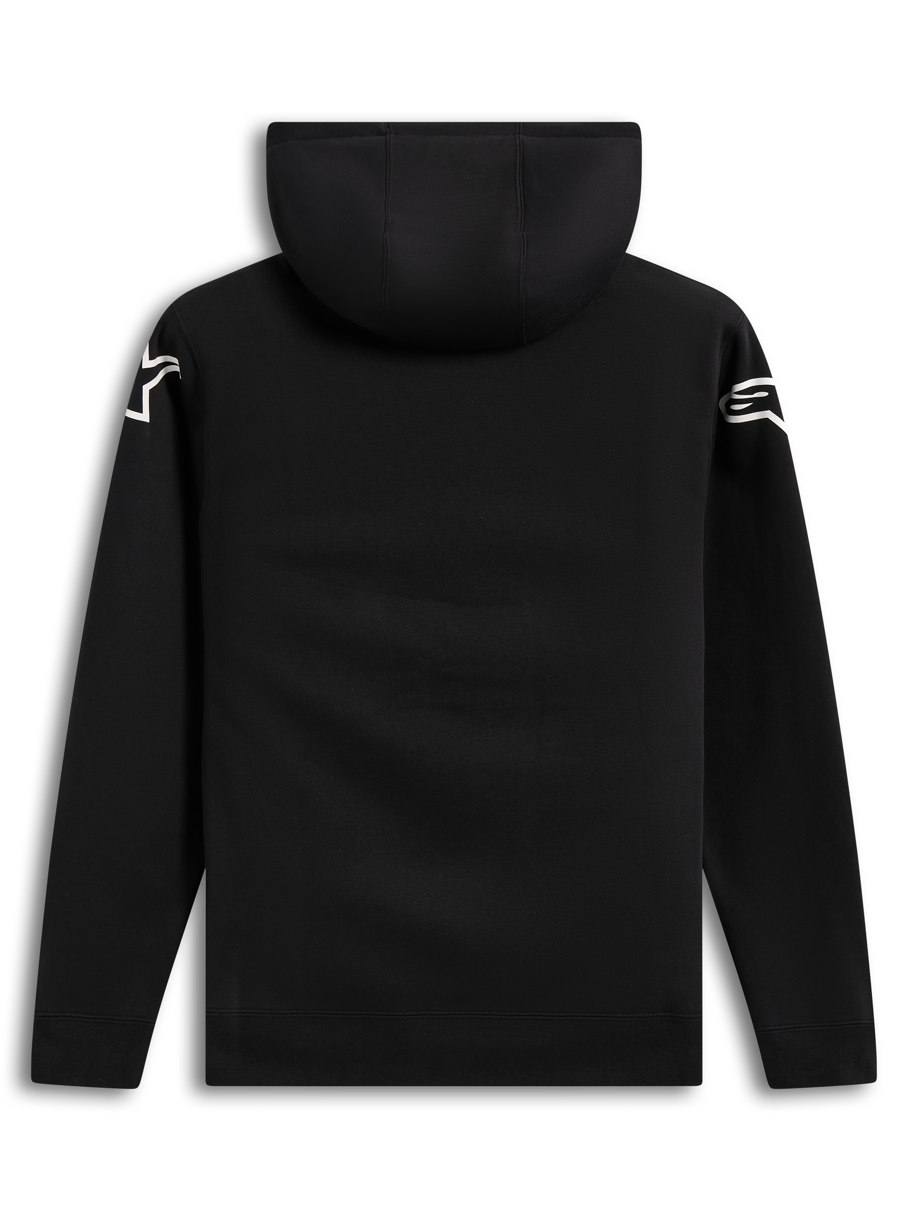 Alpinestars Velocifier Hoodie, sweat à capuche noir en mélange de coton, vue de dos avec logos blancs sur les épaules.