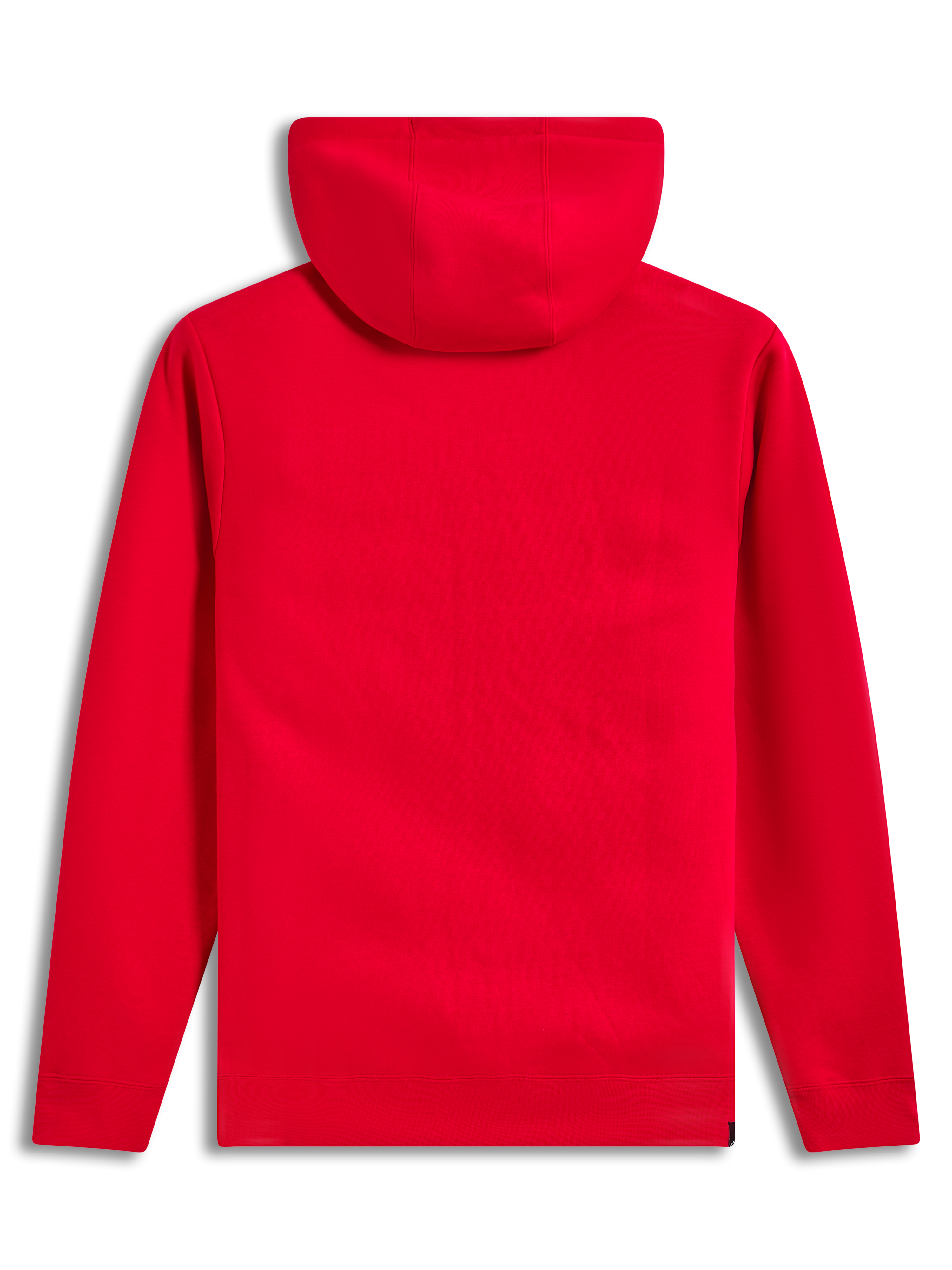 Alpinestars Race Wordmark hoodie, achteraanzicht, rode pullover fleece voor casual lifestyle en motorsport, voorzien van capuchon en geribde boorden.