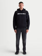 Alpinestars Sweat à capuche Race Wordmark, pull en polaire de sportswear pour homme, noir et blanc, logo wordmark blanc sur la poitrine et logo Ageless sur la manche, capuche avec cordon de serrage et poche kangourou.