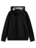 Alpinestars Pioneer Oversized Hoodie, sweat à capuche noir, en polaire, logo Astars blanc brodé sur la capuche, vue de dos.