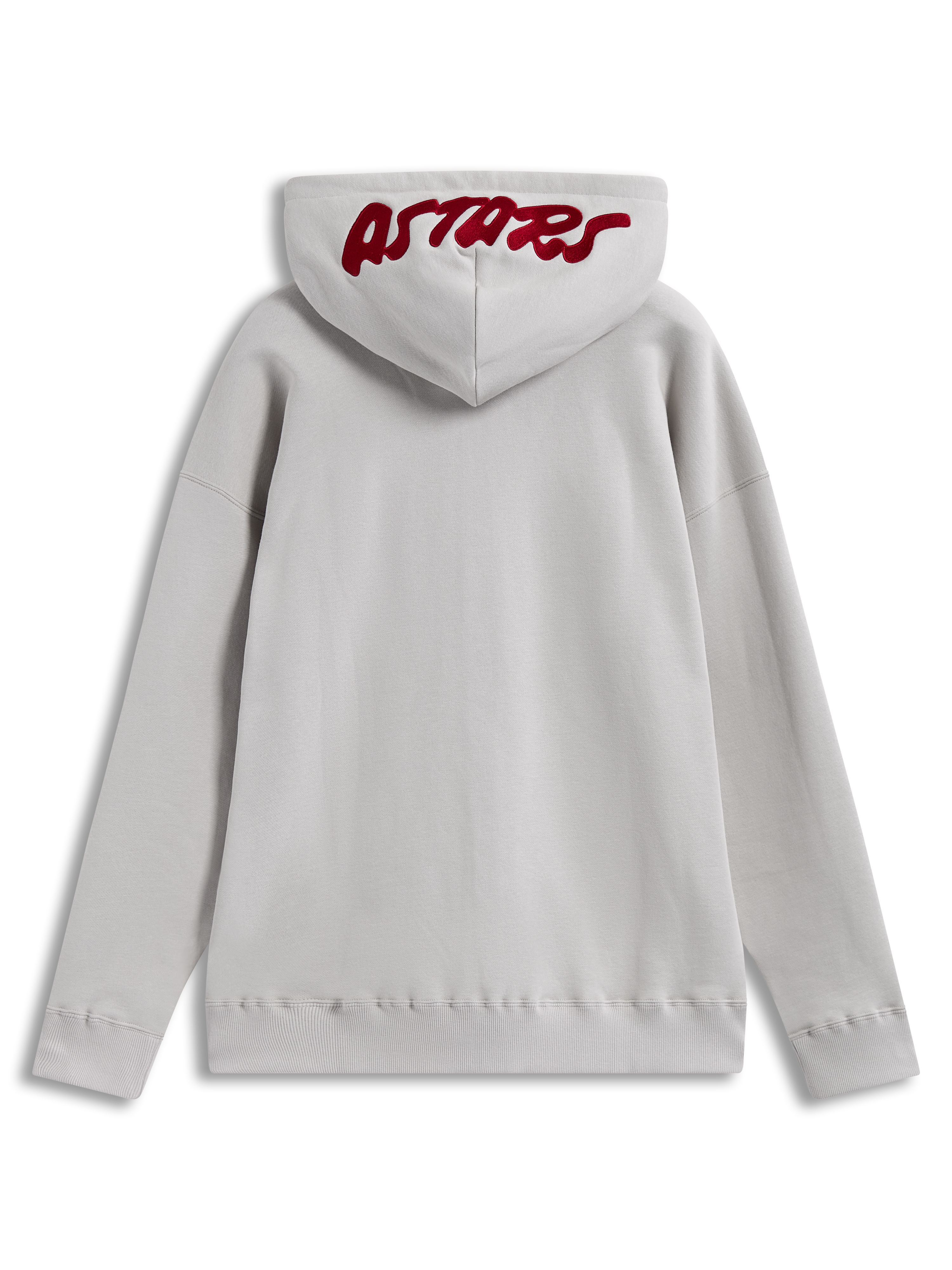 Alpinestars Pioneer Oversized Hoodie, sweat à capuche sportswear sable, logo Astars rouge brodé sur la capuche, vue de dos.