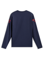 Alpinestars Velocifier CSF, t-shirt à manches longues bleu marine, vue de dos, logos Astars rouges aux épaules