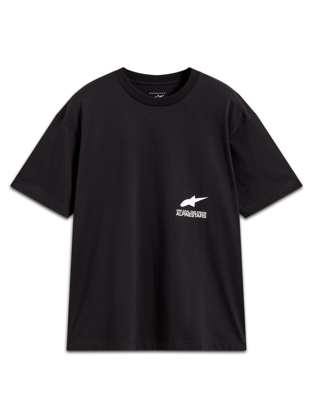 Alpinestars Institute Oversized CSF Tee, t-shirt noir à manches courtes, logo blanc et slogan One Goal One Vision, sportswear.