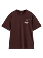 Alpinestars Post Oversized CSF Tee, dark brown short sleeve t-shirt featuring white Astars chest logo graphics.