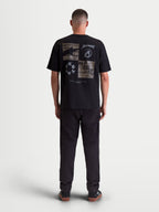 Alpinestars Checkback Oversized CSF t-shirt, herensportswear t-shirt met korte mouwen, zwart en grijs, achteraanzicht met grote grijze checkerboardgrafiek en Astars-logo's, oversized casual pasvorm.
