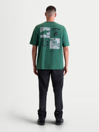 Alpinestars Checkback Oversized CSF Tee, Green Short-Sleeve Sportswear T-Shirt, Back View showing Bold Checker Graphic, Relaxed Fit, Cotton-Poly Blend