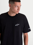 Alpinestars Mandate Oversized CSF, t-shirt à manches courtes pour homme, noir avec logo Astars blanc en impression puff sur la poitrine et graphisme sur la manche, coupe ample décontractée, style sportswear