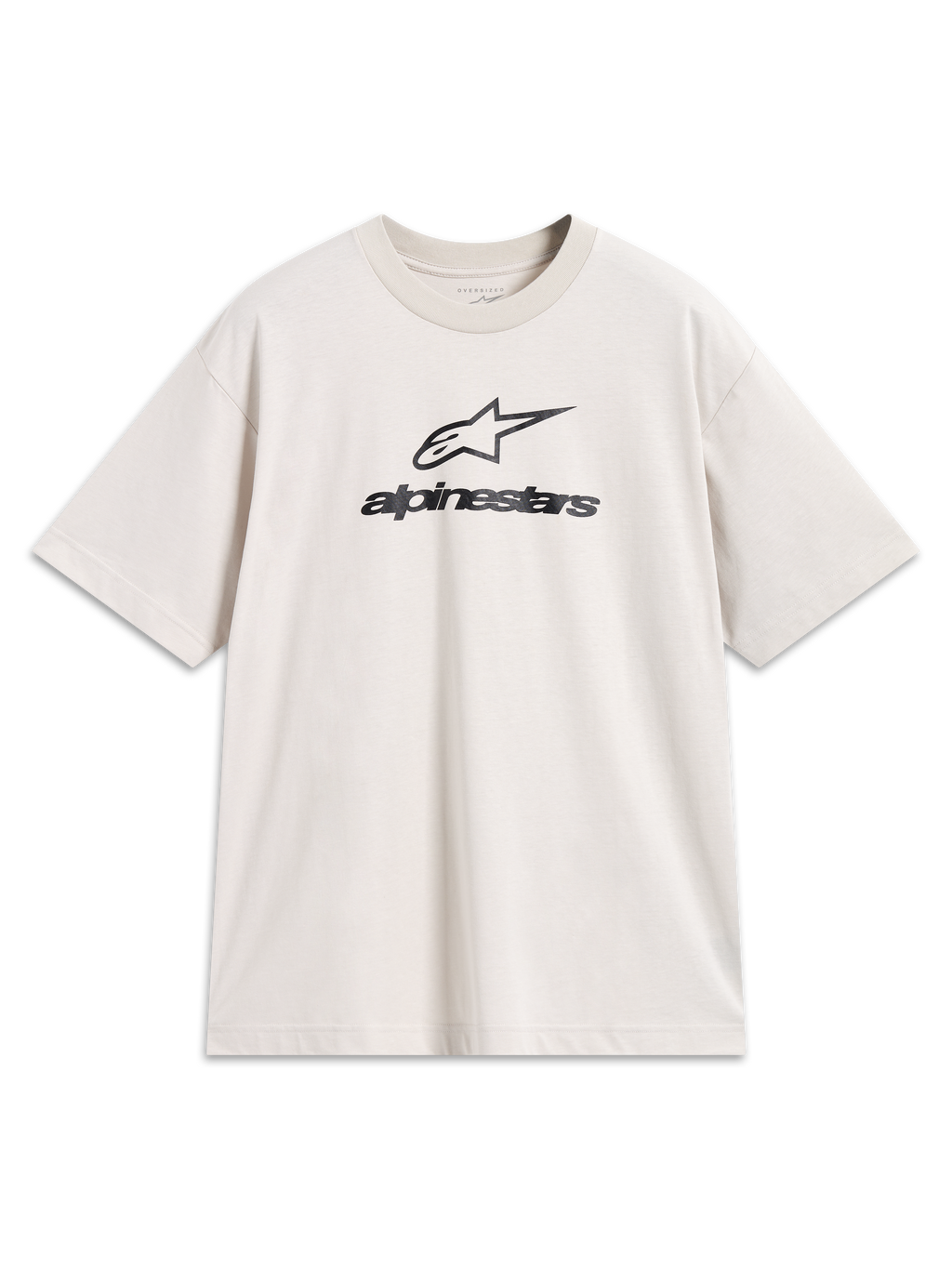 Alpinestars Prelude Oversized CSF Tee, t-shirt à manches courtes sable avec logos noirs empilés, style sportswear.