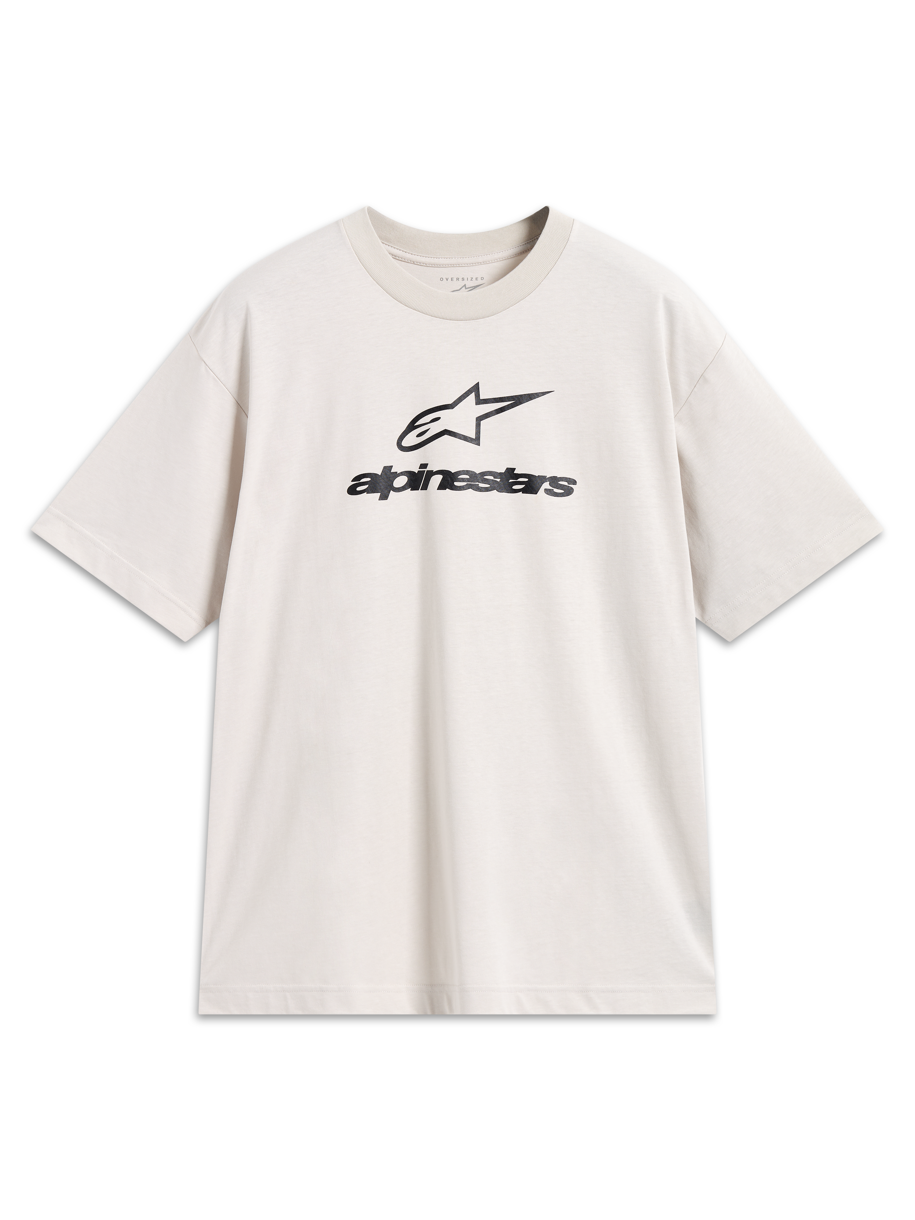 Alpinestars Prelude Oversized CSF Tee, t-shirt à manches courtes sable avec logos noirs empilés, style sportswear.
