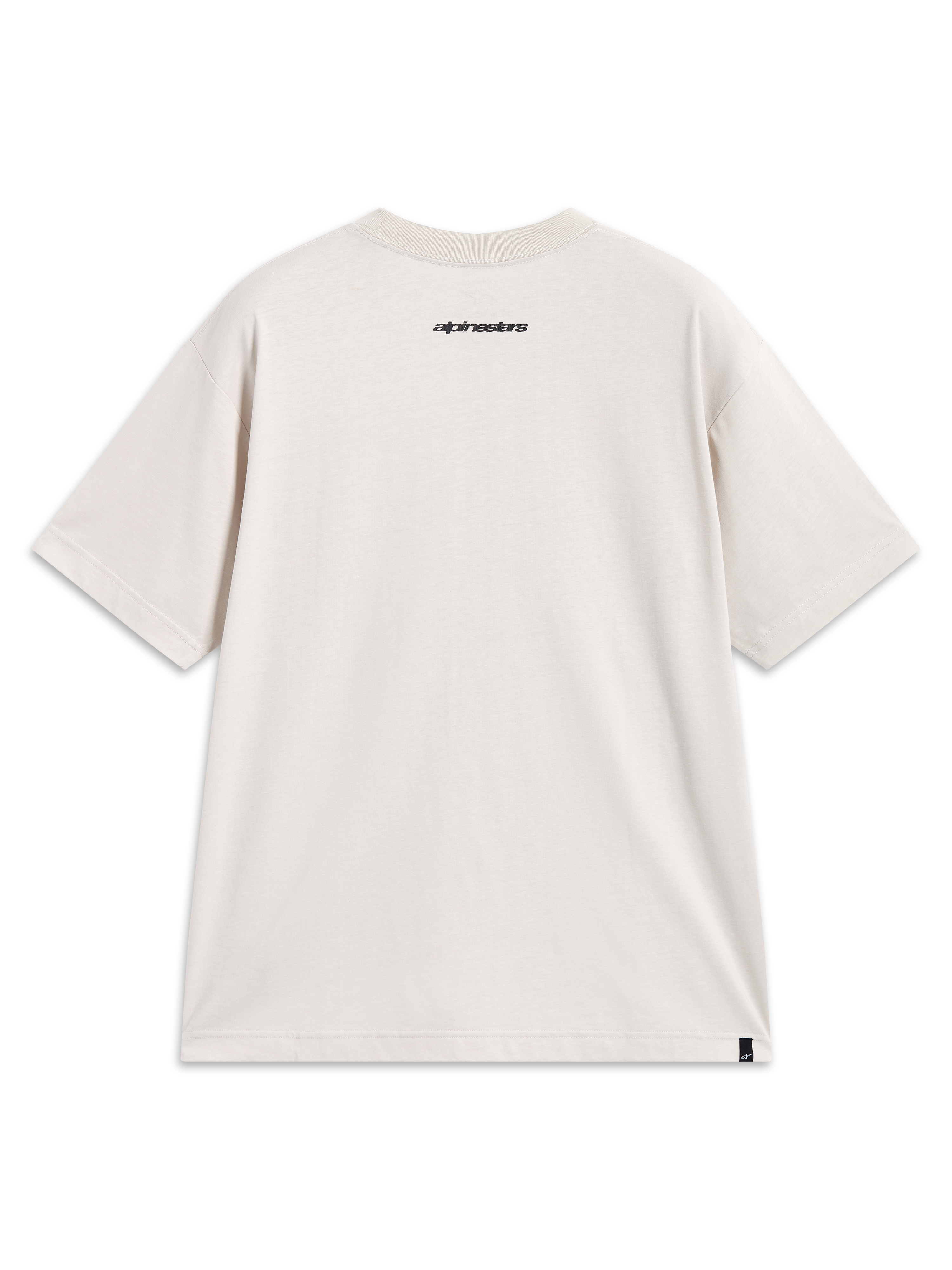 T-shirt Alpinestars Prelude Oversized CSF, manches courtes, sable, vue de dos avec logo noir sur la nuque, sportswear.