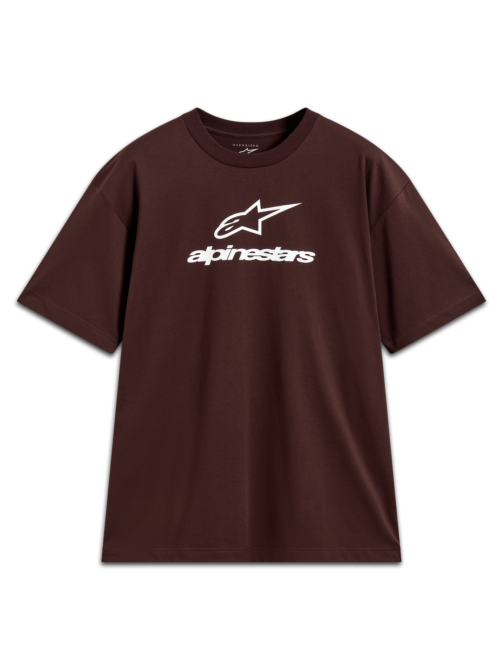 Alpinestars Prelude Oversized CSF, t-shirt à manches courtes marron avec logo blanc empilé sur la poitrine, style sportswear
