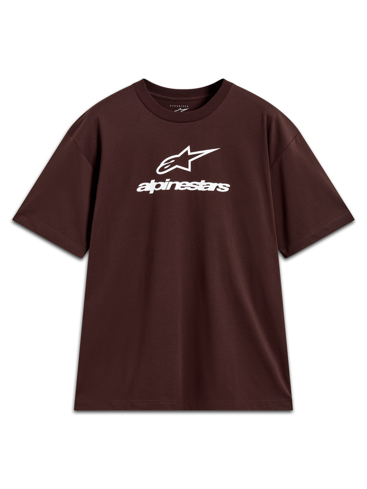 Alpinestars Prelude Oversized CSF Tee, brown short sleeve sportswear with white stacked logo on the chest.