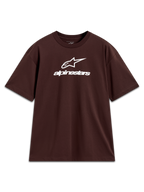Alpinestars Prelude Oversized CSF, t-shirt à manches courtes marron avec logo blanc empilé sur la poitrine, style sportswear