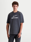 Alpinestars Prelude Oversized CSF t-shirt, heren sportswear-t-shirt met korte mouwen, antracietgrijs met wit logo op de borst, relaxed oversized pasvorm, casual sportswear.