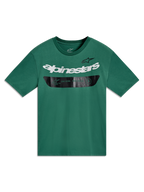 Alpinestars Singular CSF Tee, t-shirt à manches courtes, vert avec logo blanc et bande graphique noire, style sportswear motorsport