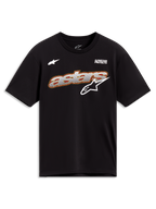 T-shirt Alpinestars Cypress CSF, manches courtes, noir avec graphique Astars blanc, style sportswear.