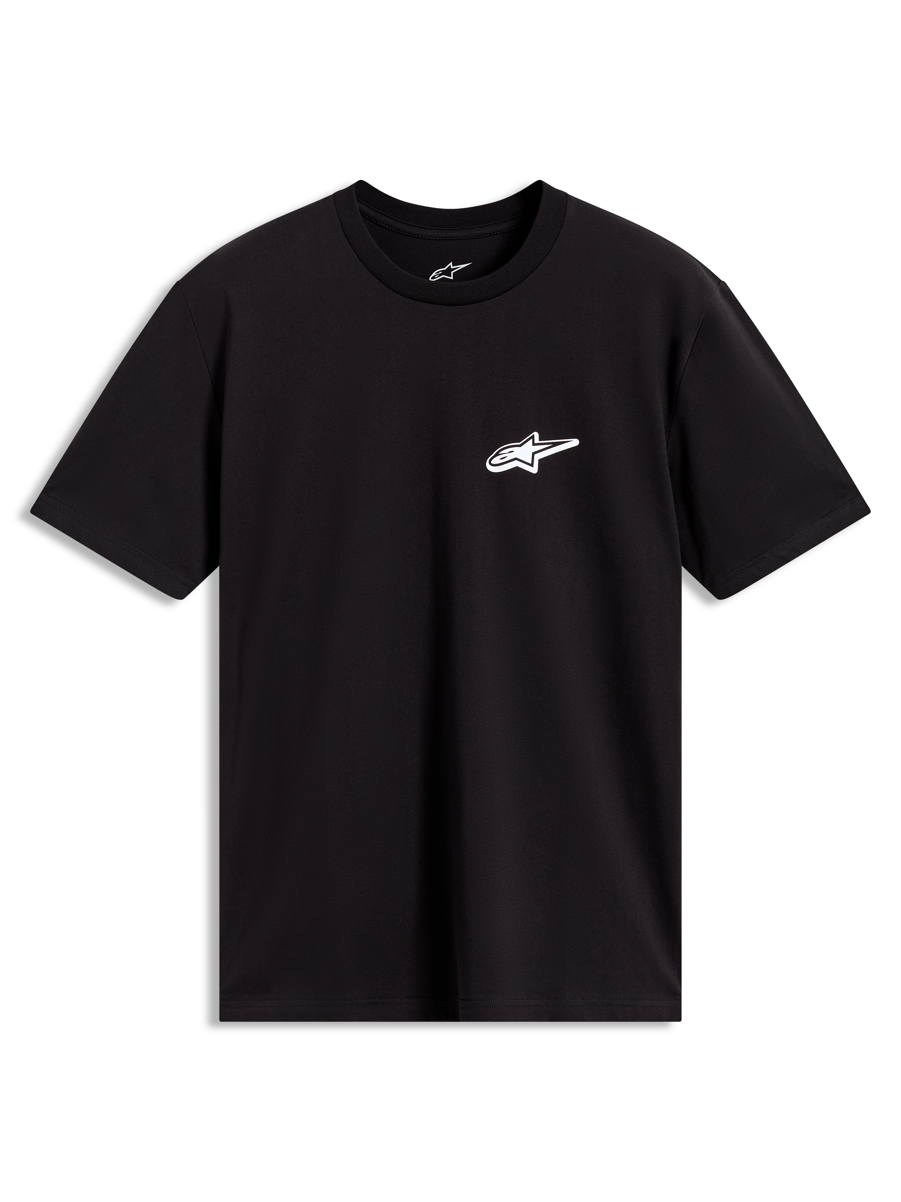 Alpinestars Meteor CSF T-shirt met korte mouwen, zwart vrijetijdsshirt met wit logo op de borst.
