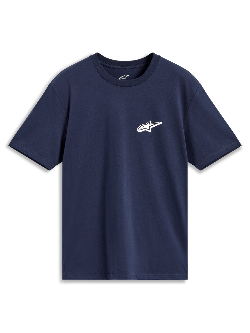 Alpinestars Meteor CSF, T-shirt à manches courtes bleu marine, petit logo Astars blanc sur la poitrine, style sportswear.