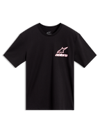 Alpinestars Lineout CSF Tee, t-shirt à manches courtes noir, logo Astars blanc et rouge sur la poitrine, style sportswear