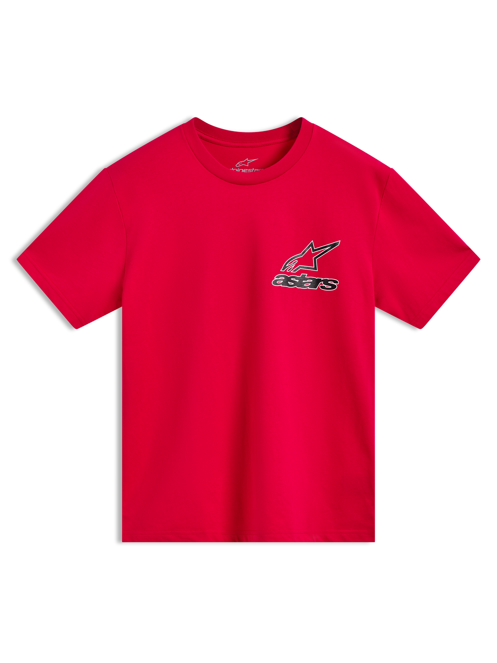 Alpinestars Lineout CSF Tee, t-shirt à manches courtes rouge, logo Astars avec contour, sportswear décontracté.