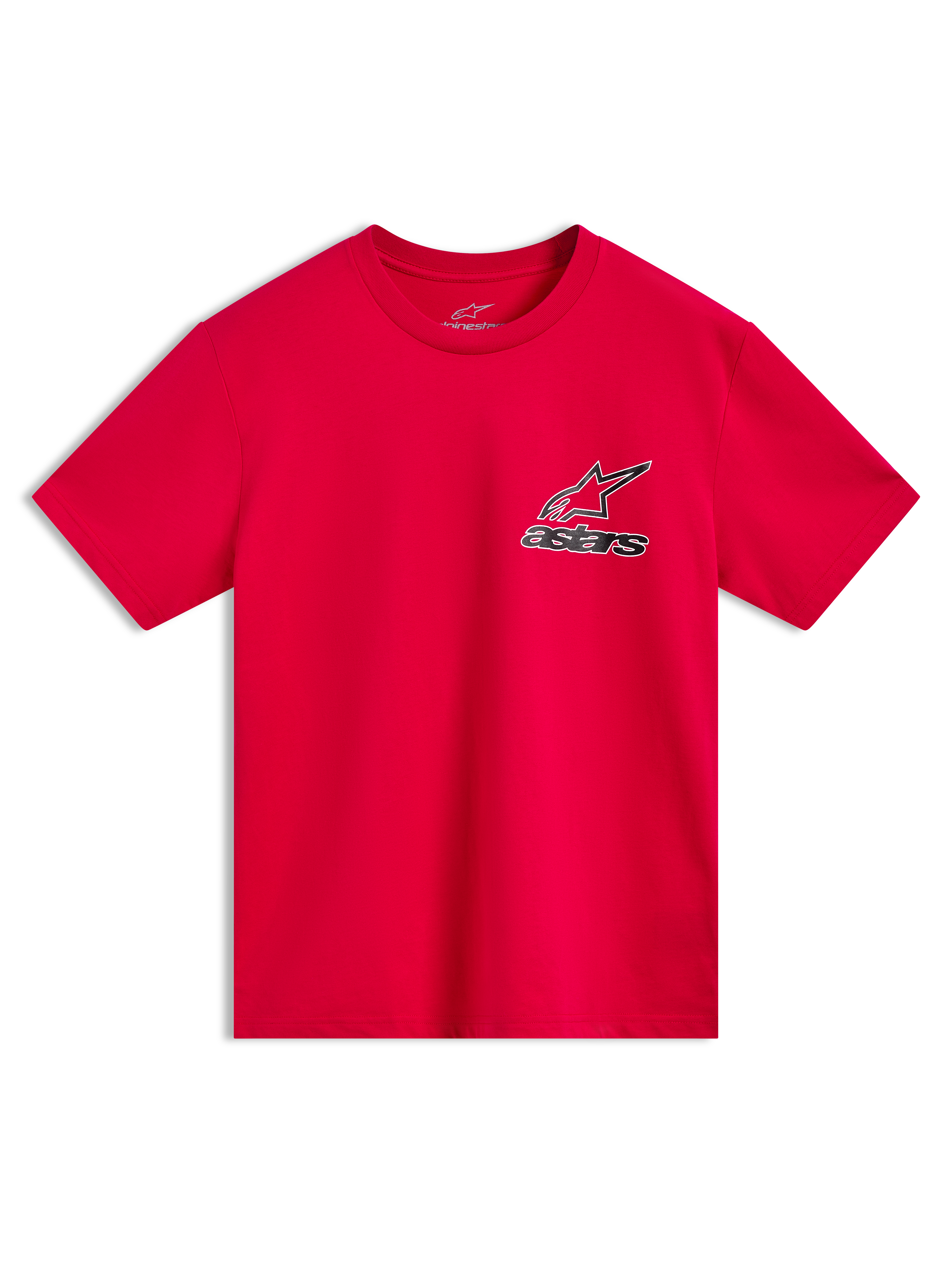 Alpinestars Lineout CSF Tee, t-shirt à manches courtes rouge, logo Astars avec contour, sportswear décontracté.